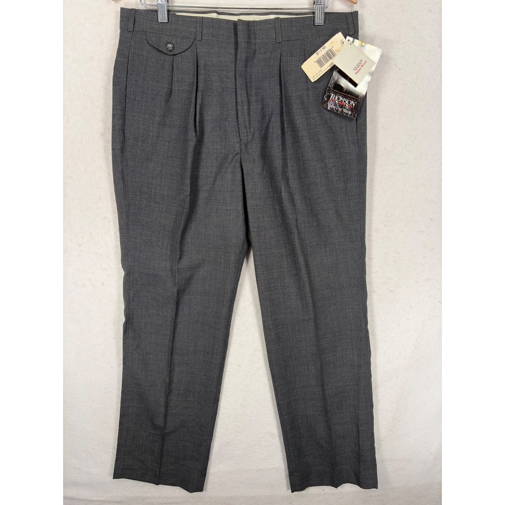 VintageThomson Mens Rainy Day Wools Pleated Dress Pants Grey 34x30 NWT